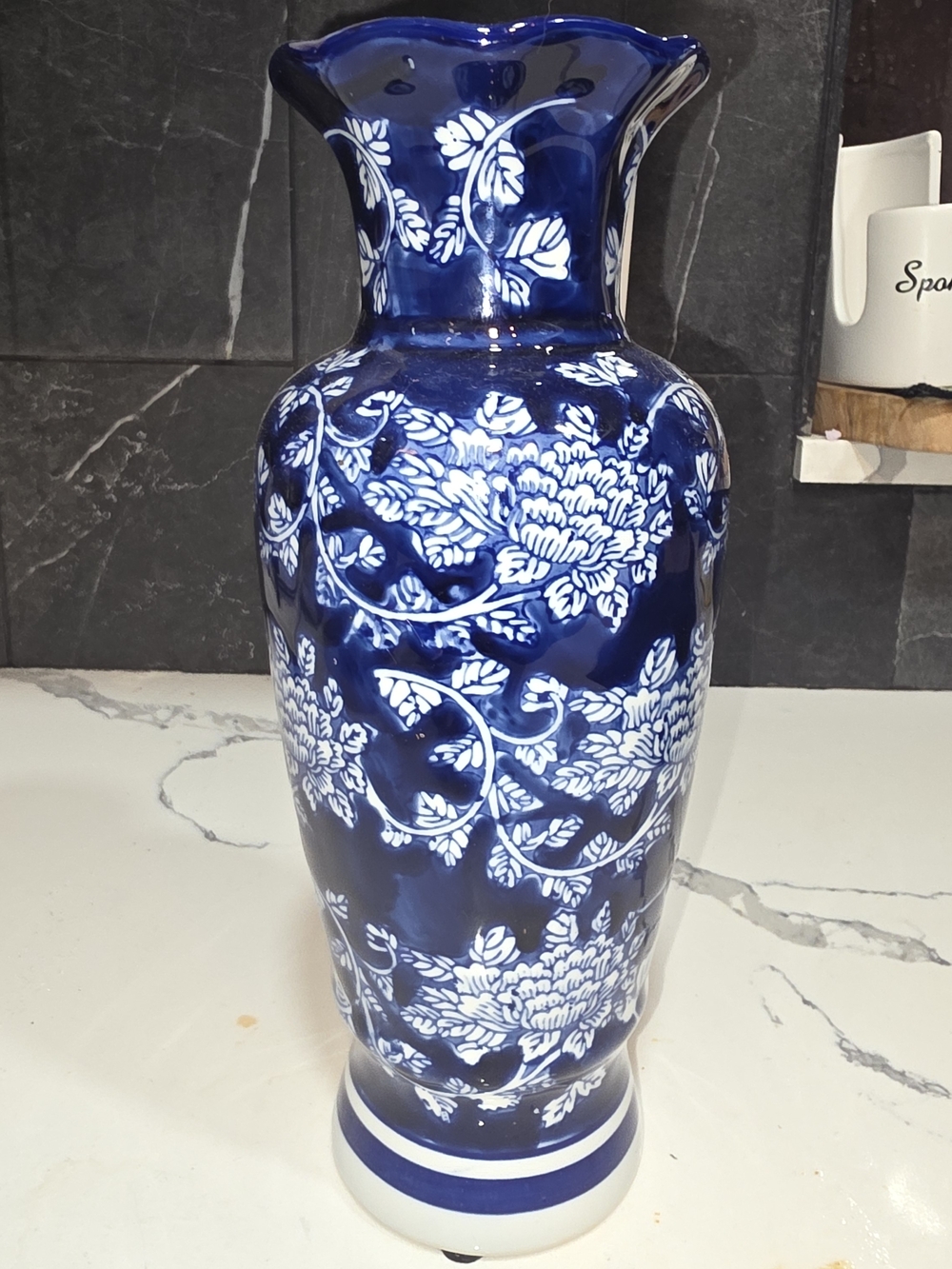 Blue and White Floral Ceramic Vase